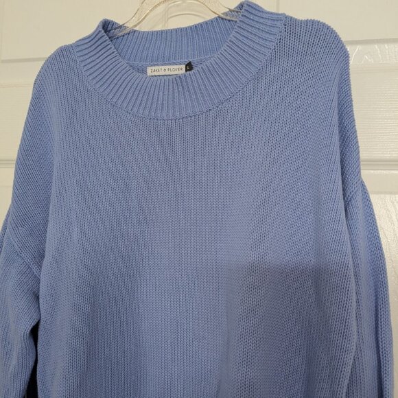 Zaket & Plover Knit Sweater Womens Size XL Blue Ribbed Trim Long Sleeve Pullover - Picture 2 of 9